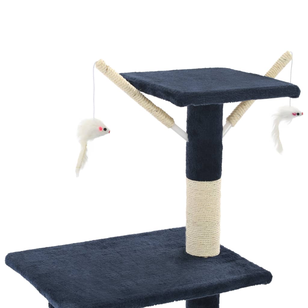 Škrabadlo pro kočky se sisalovými sloupky 138 cm tmavě modré