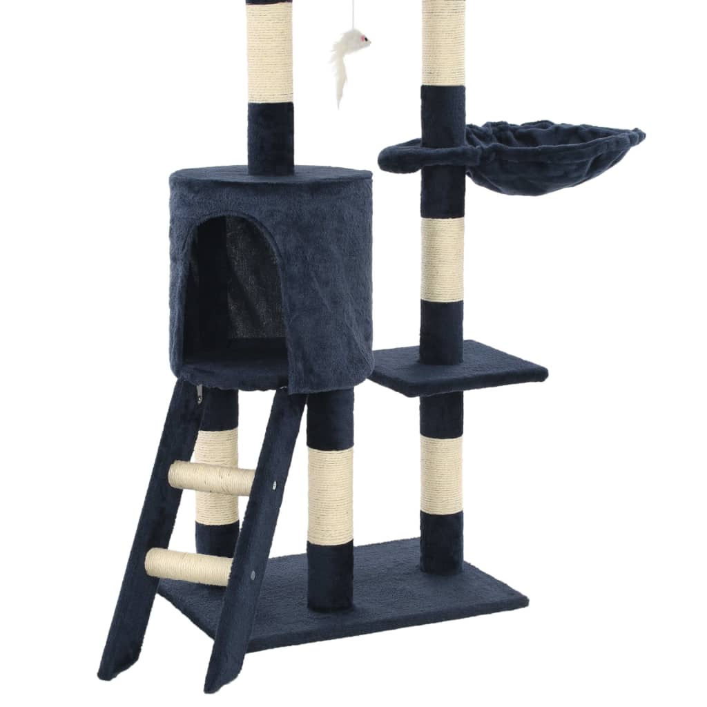 Škrabadlo pro kočky se sisalovými sloupky 138 cm tmavě modré