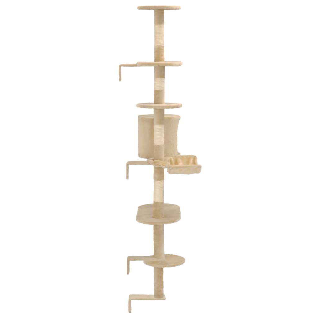 Nástěnné škrabadlo pro kočky se sisalovými sloupky 194cm béžové
