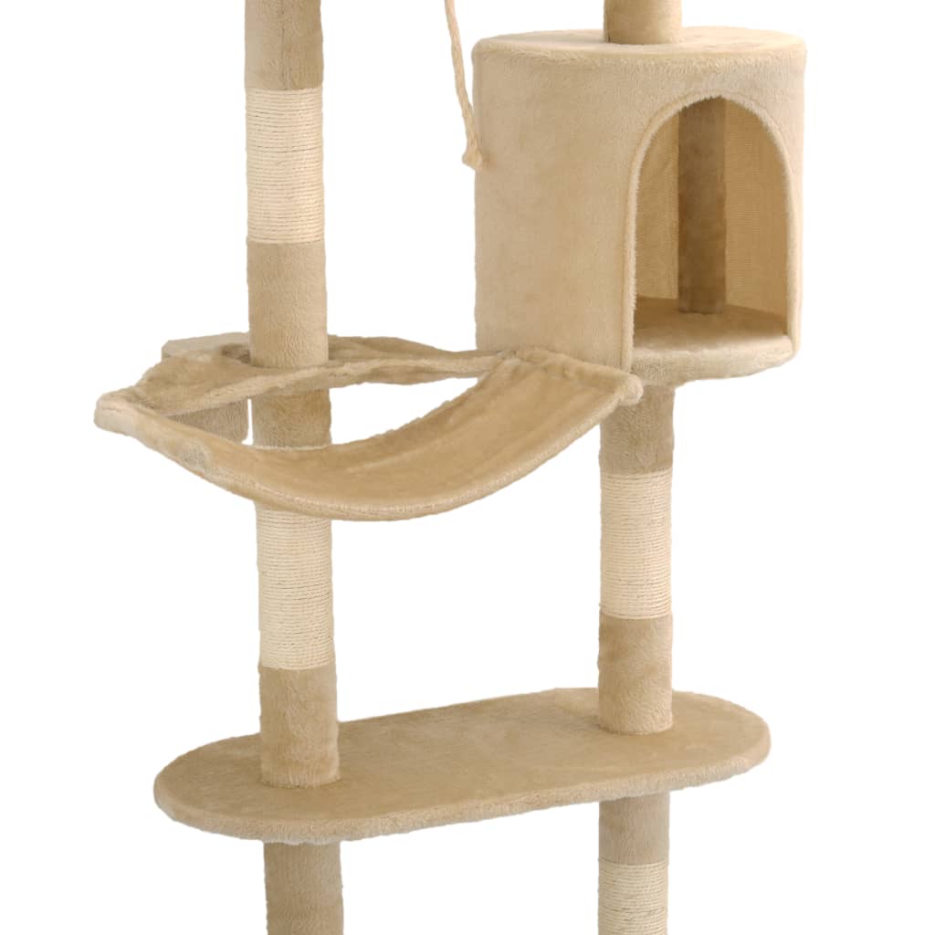 Nástěnné škrabadlo pro kočky se sisalovými sloupky 194cm béžové