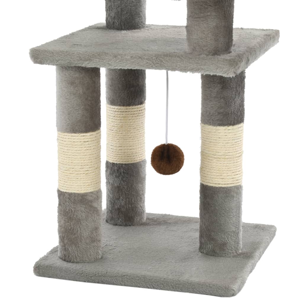 Škrabadlo pro kočky se sisalovými sloupky 65 cm šedé