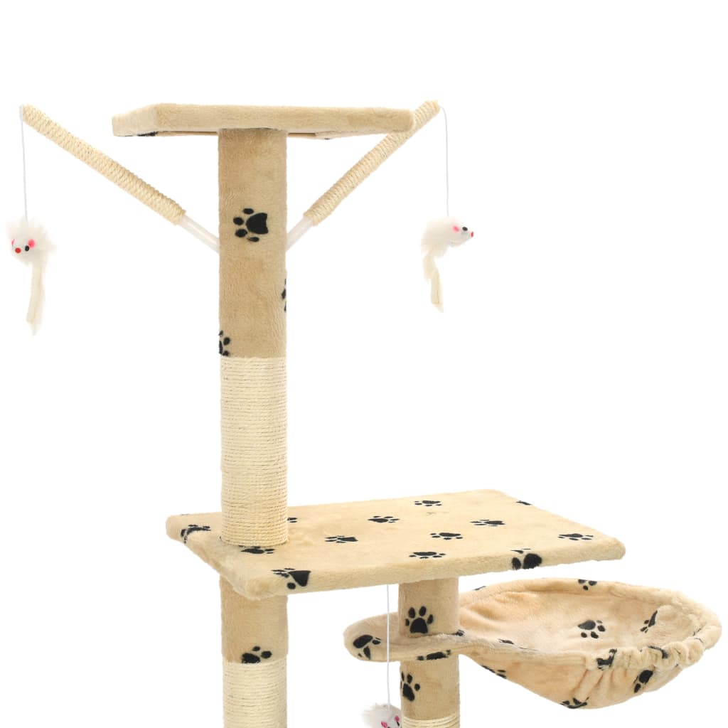 Škrabadlo pro kočky sisalové sloupky 230-250 cm béžové, tlapky