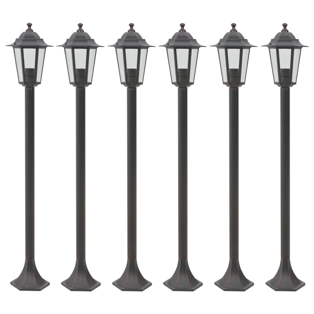 Zahradní sloupové lampy 6 ks E27 110 cm hliníkové bronzové