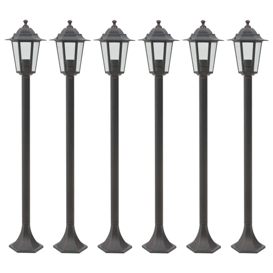 Zahradní sloupové lampy 6 ks E27 110 cm hliníkové bronzové
