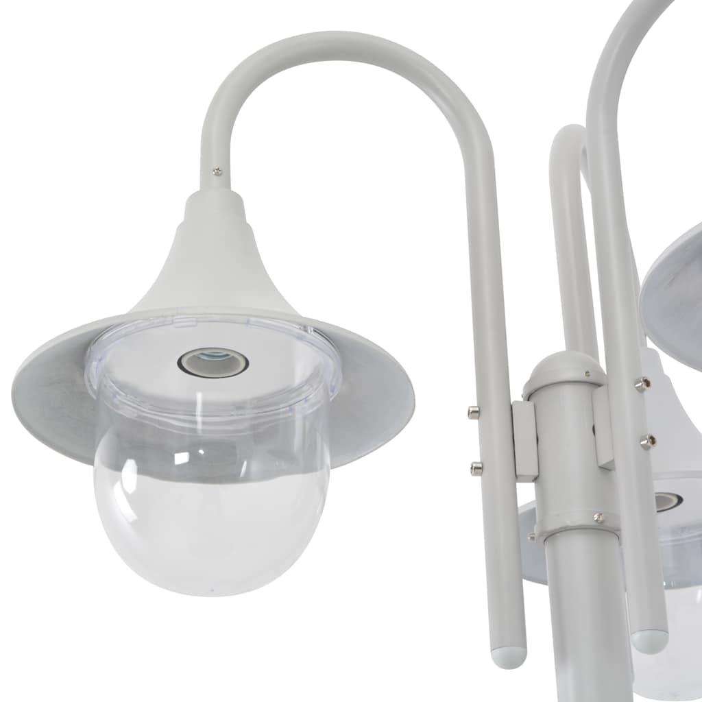 Zahradní sloupová lampa 3 ramena E27 220 cm hliník bílá
