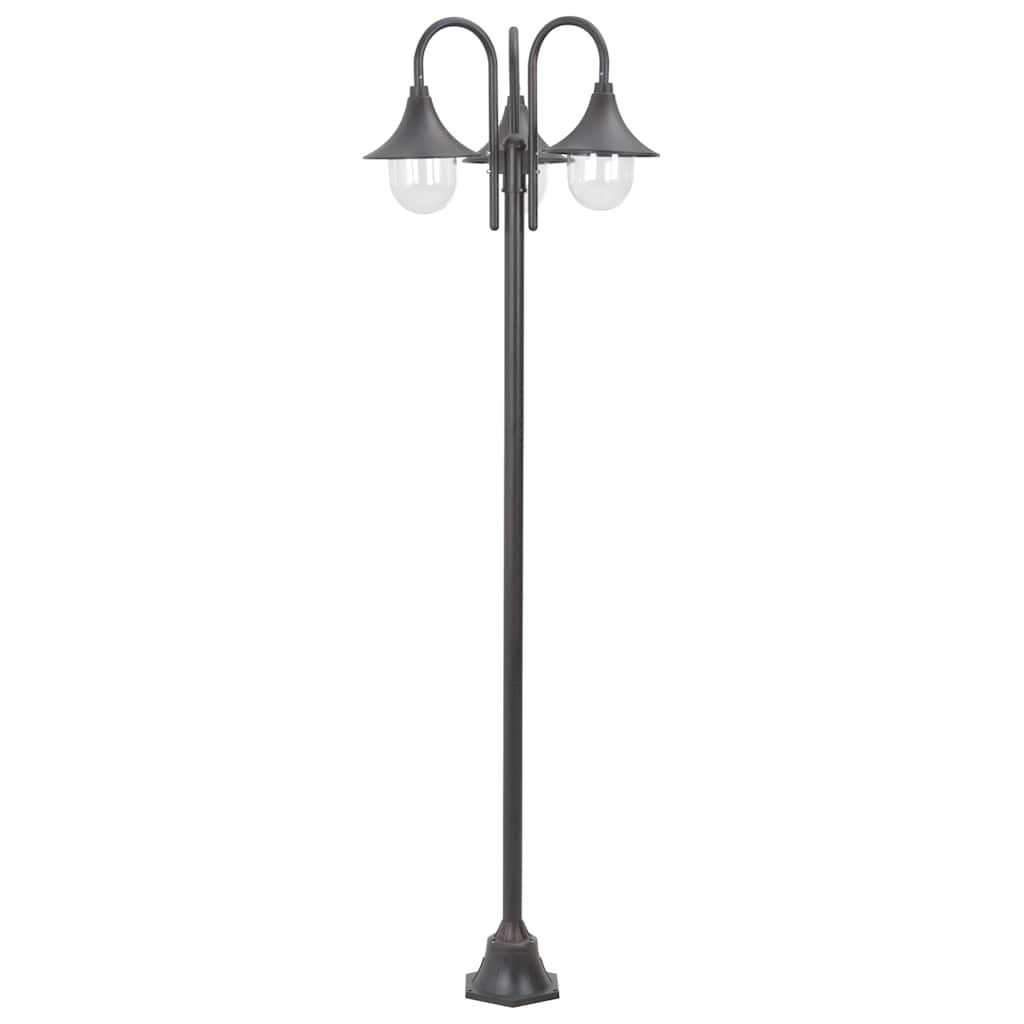 Zahradní sloupová lampa 3 ramena E27 220 cm hliník bronzová