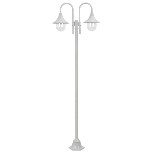 Zahradní sloupová lampa 2 ramena E27 220 cm hliník bílá