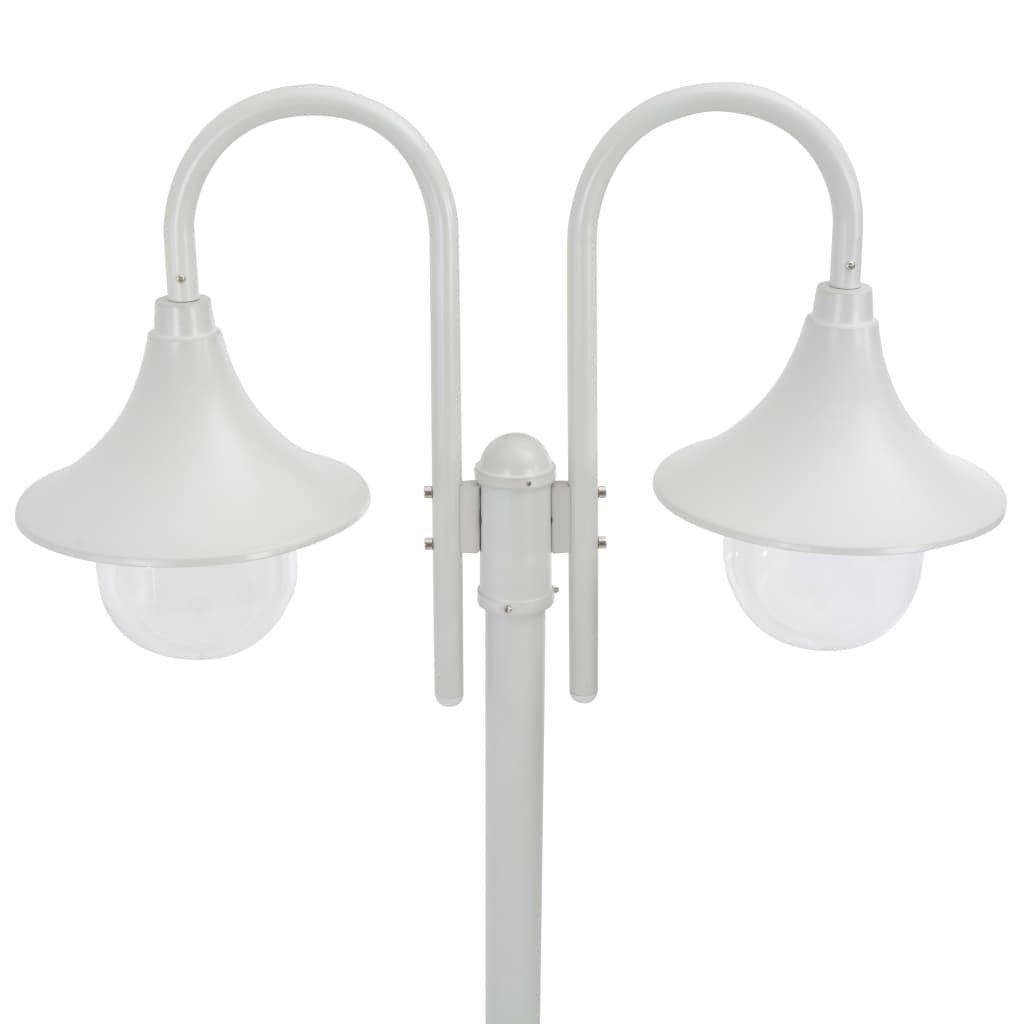 Zahradní sloupová lampa 2 ramena E27 220 cm hliník bílá