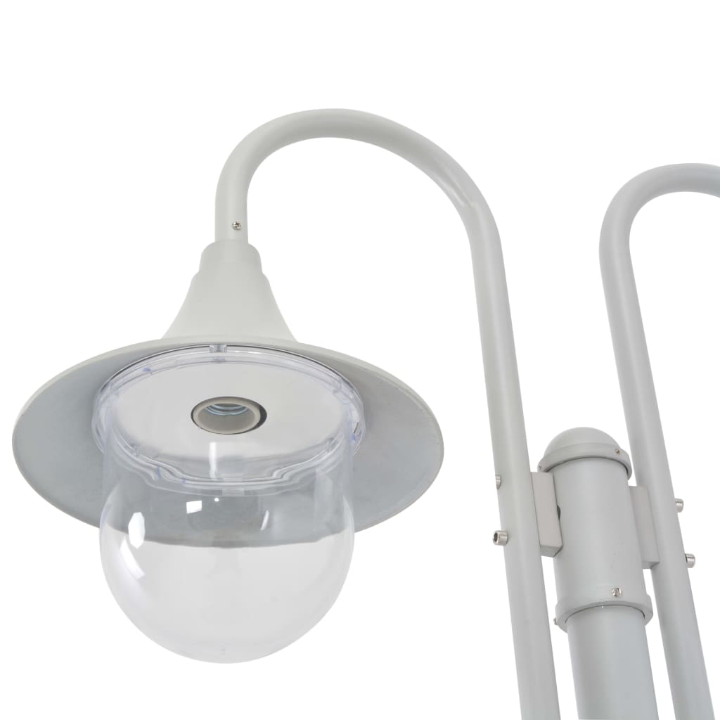 Zahradní sloupová lampa 2 ramena E27 220 cm hliník bílá