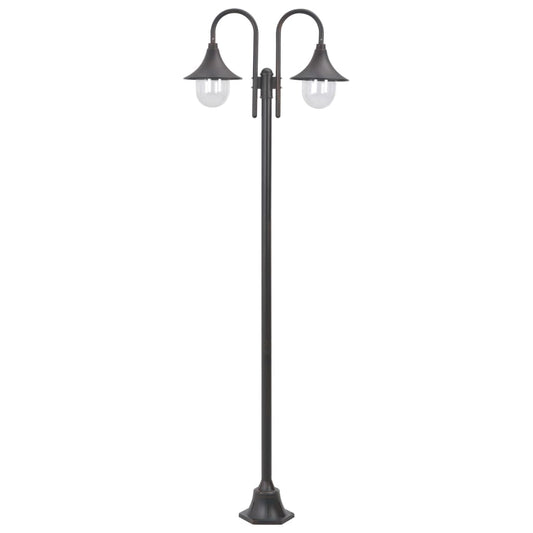 Zahradní sloupová lampa 2 ramena E27 220 cm hliník bronzová