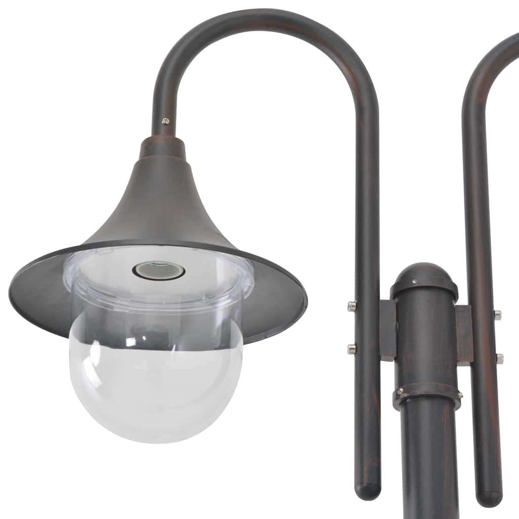 Zahradní sloupová lampa 2 ramena E27 220 cm hliník bronzová