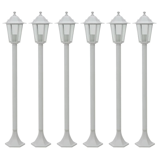 Zahradní sloupové lampy 6 ks E27 110 cm hliníkové bílé