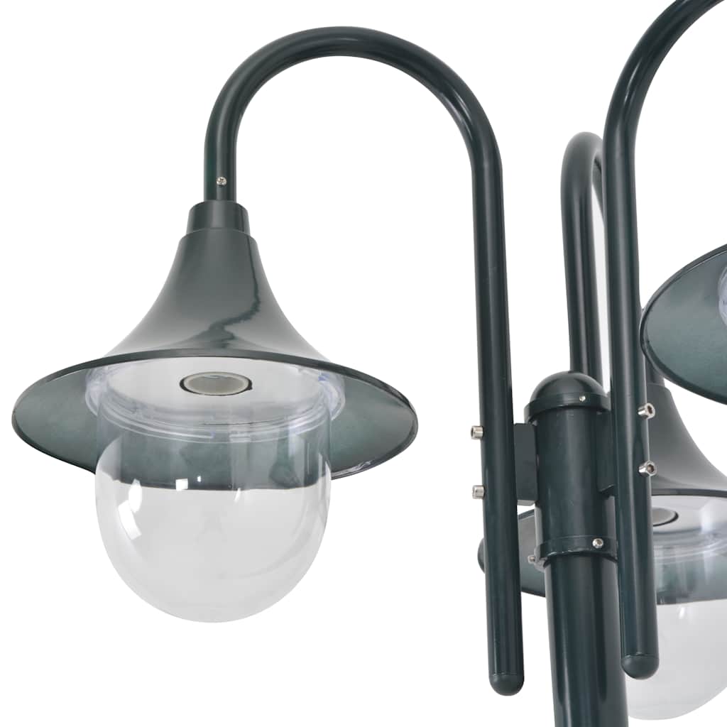 Zahradní sloupová lampa 3 ramena E27 220 cm hliník tmavě zelená