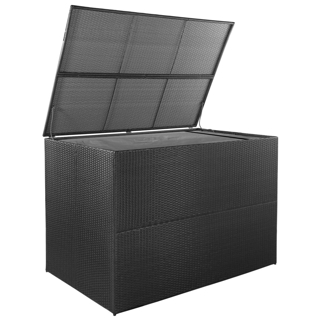 Zahradní úložný box černý 150 x 100 x 100 cm polyratan