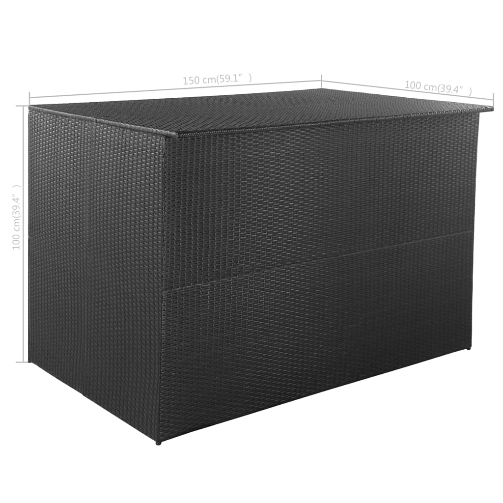 Zahradní úložný box černý 150 x 100 x 100 cm polyratan