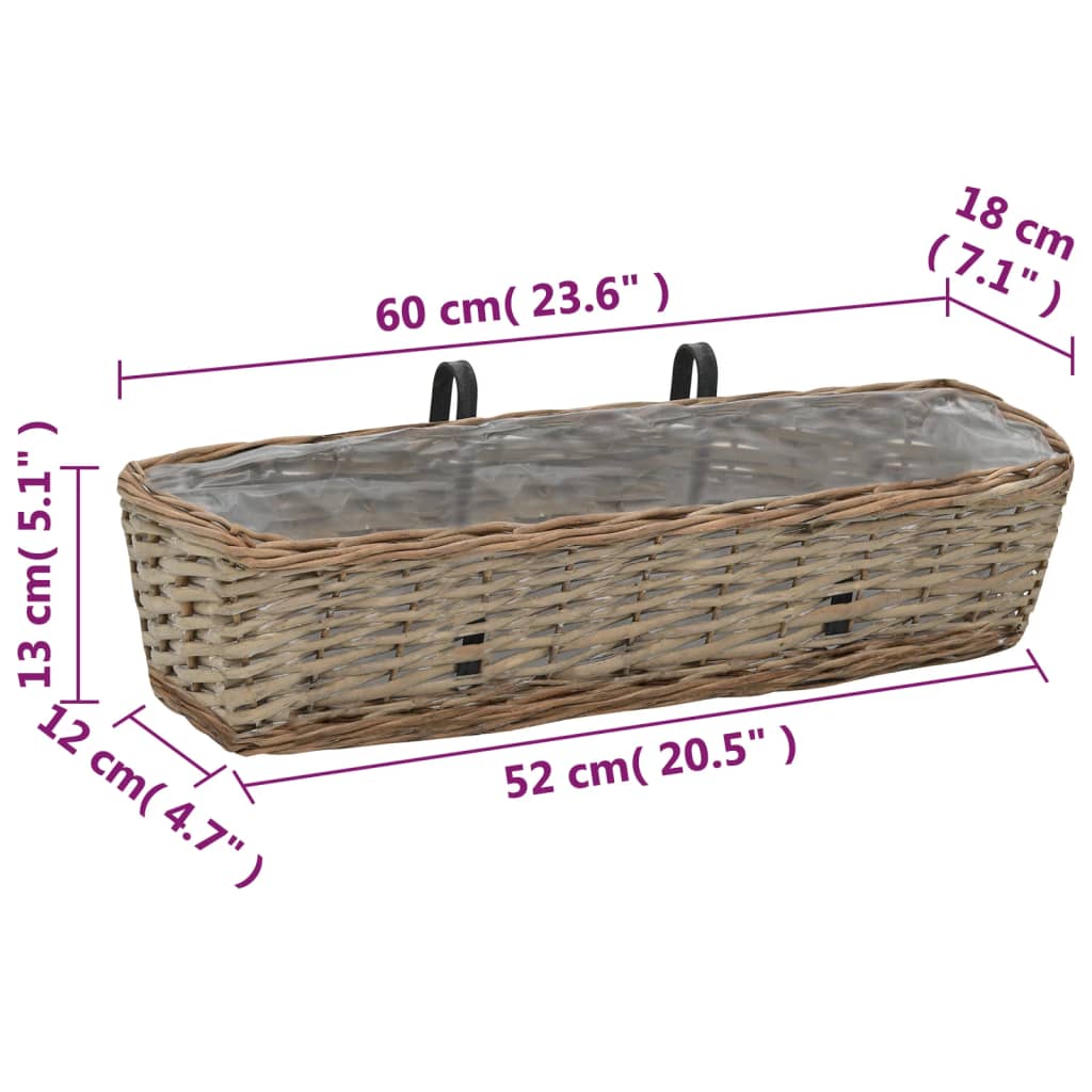 Květináč na balkon 2 ks proutěný s PE výstelkou 60 cm