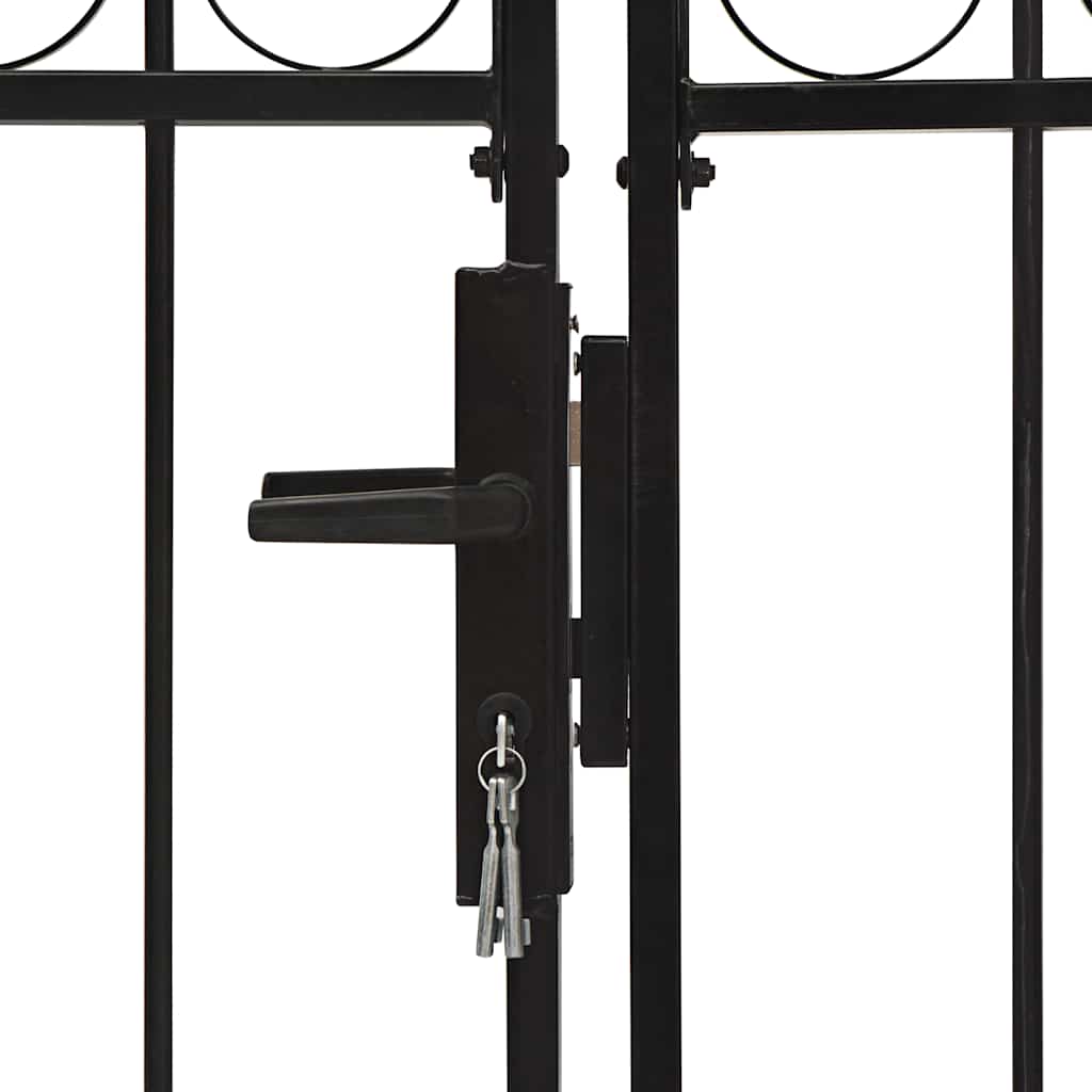 Dvoukřídlá zahradní brána s obloukem ocelová 300 x 125 cm černá