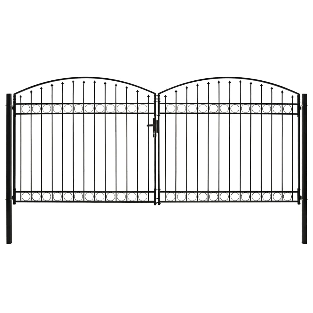 Dvoukřídlá zahradní brána s obloukem ocelová 400 x 200 cm černá