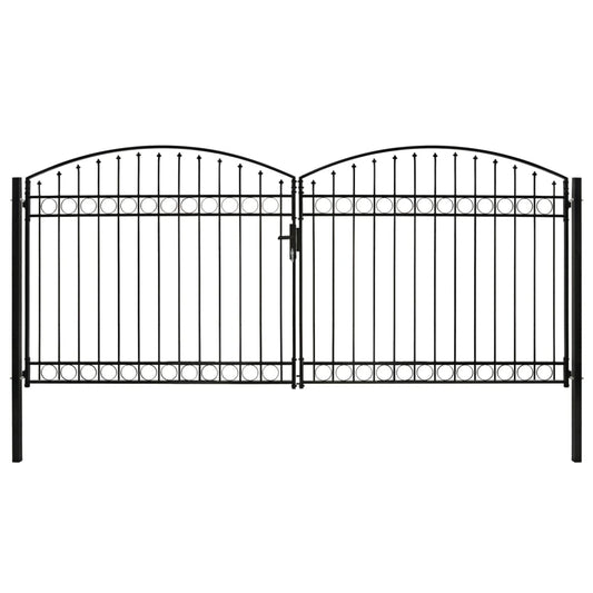 Dvoukřídlá zahradní brána s obloukem ocelová 400 x 200 cm černá