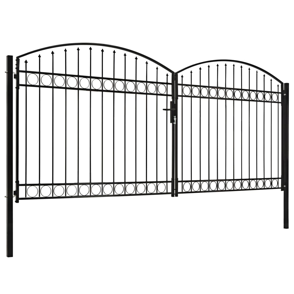 Dvoukřídlá zahradní brána s obloukem ocelová 400 x 200 cm černá