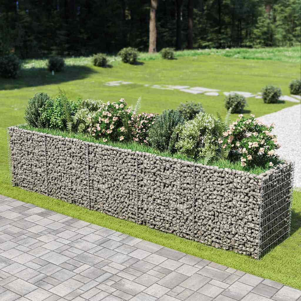 Gabionový vyvýšený záhon pozinkovaná ocel 450 x 90 x 100 cm
