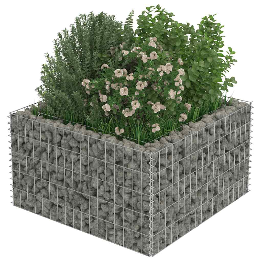 Gabionový vyvýšený záhon pozinkovaná ocel 90 x 90 x 50 cm