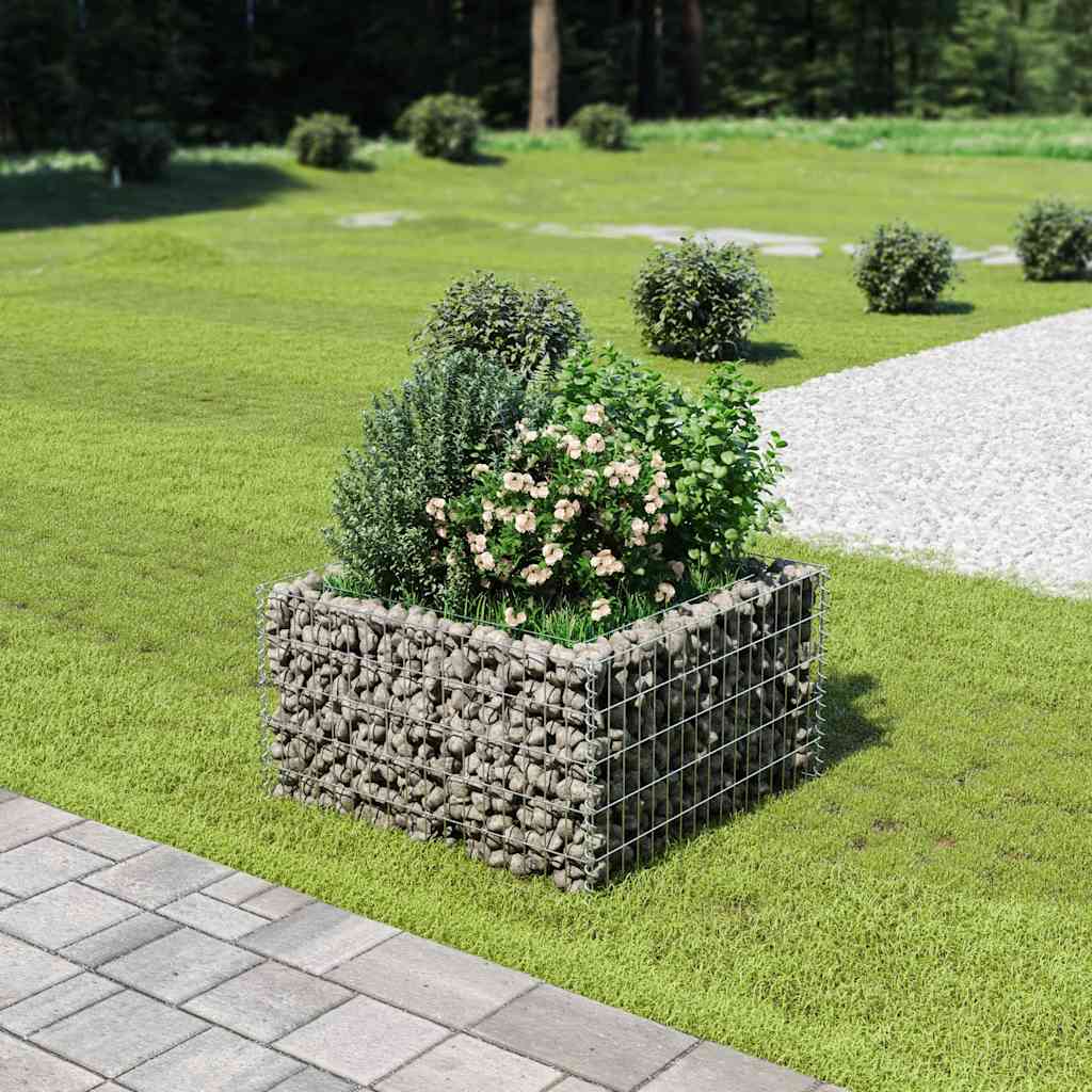 Gabionový vyvýšený záhon pozinkovaná ocel 90 x 90 x 50 cm