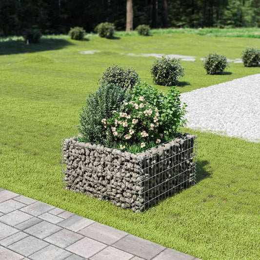 Gabionový vyvýšený záhon pozinkovaná ocel 90 x 90 x 50 cm