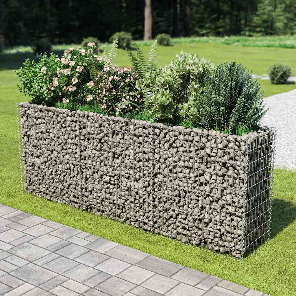 Gabionový vyvýšený záhon pozinkovaná ocel 270 x 50 x 100 cm