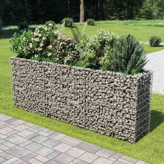 Gabionový vyvýšený záhon pozinkovaná ocel 270 x 50 x 100 cm