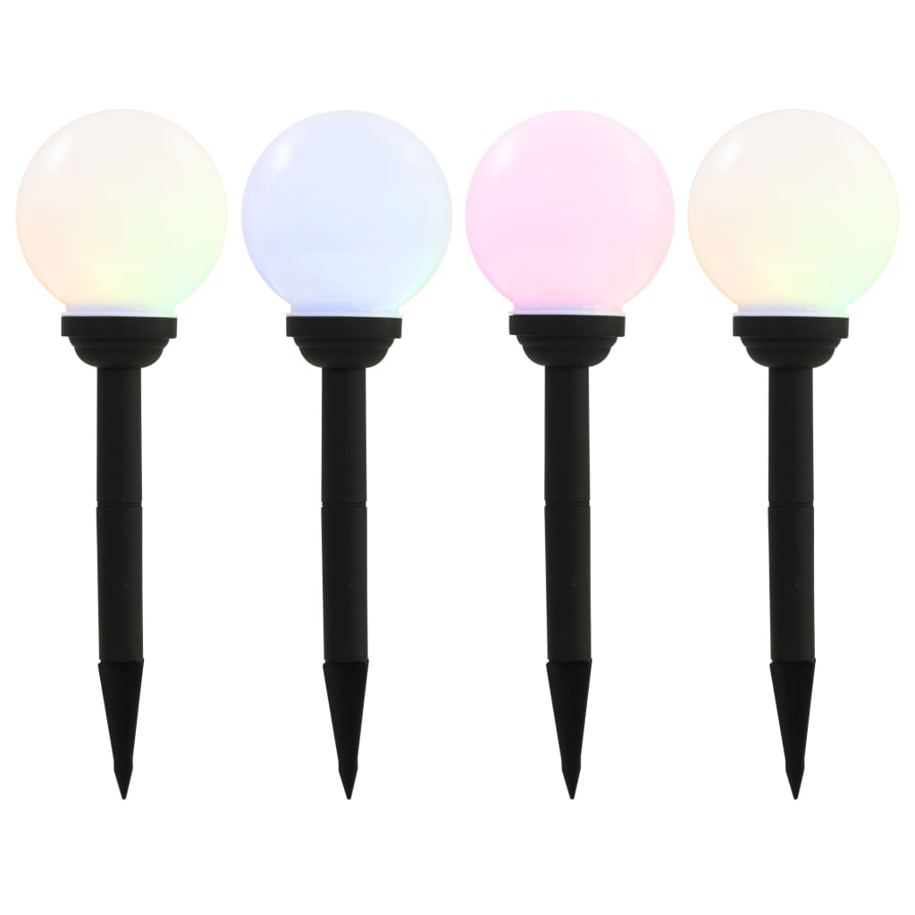 Zahradní solární lampy 4 ks LED kulovité 15 cm RGB
