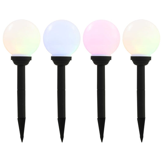 Zahradní solární lampy 4 ks LED kulovité 15 cm RGB