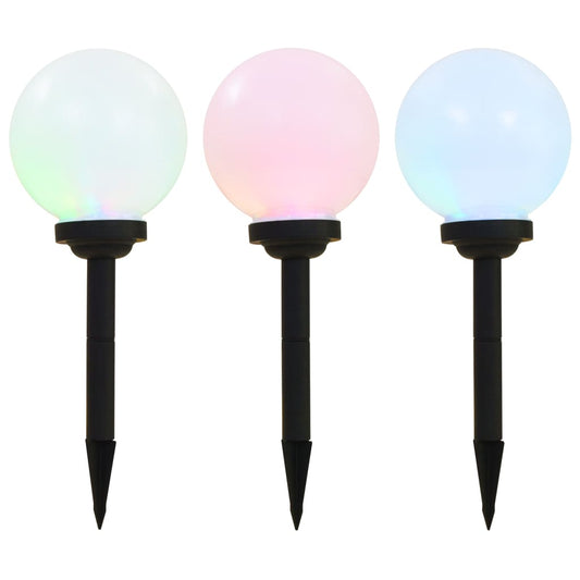 Zahradní solární lampy 3 ks LED kulovité 20 cm RGB