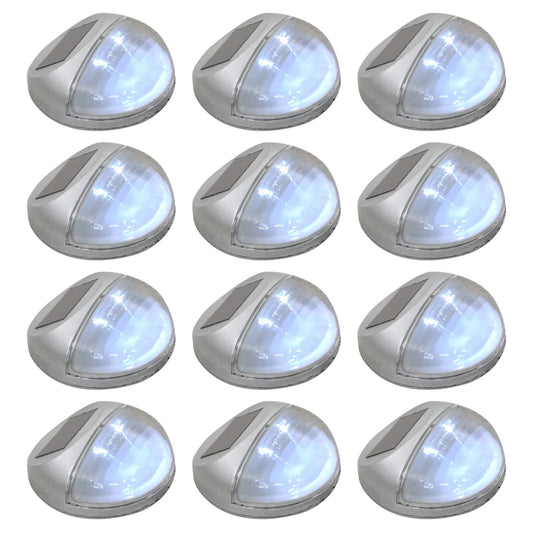Zahradní nástěnné solární lampy LED 12 ks kulaté stříbrné
