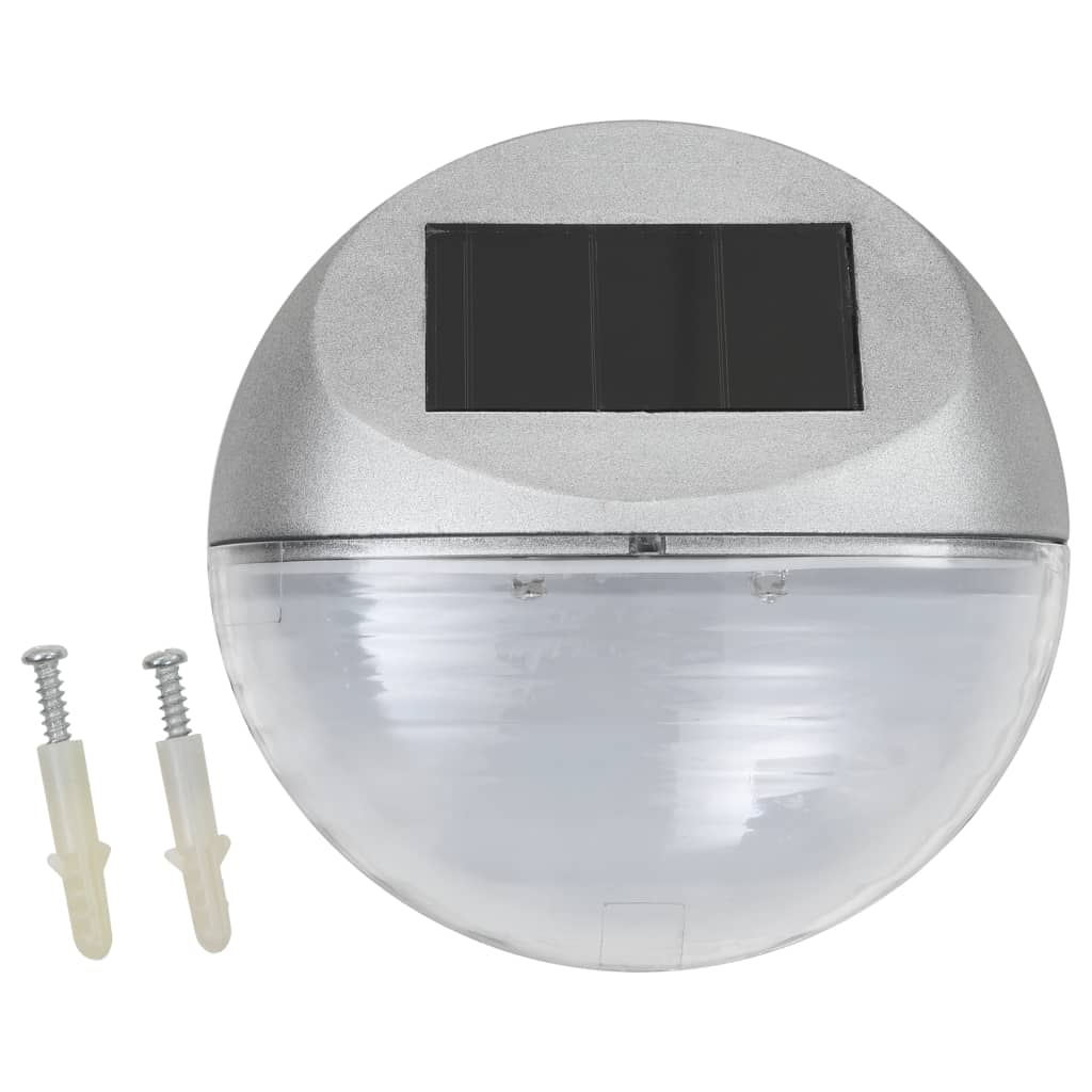 Zahradní nástěnné solární lampy LED 12 ks kulaté stříbrné
