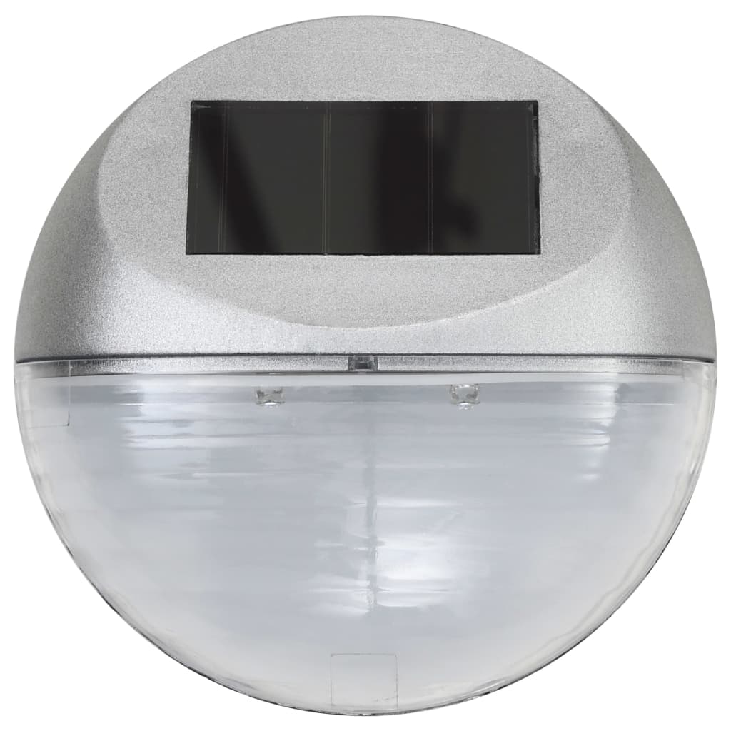 Zahradní nástěnné solární lampy LED 12 ks kulaté stříbrné