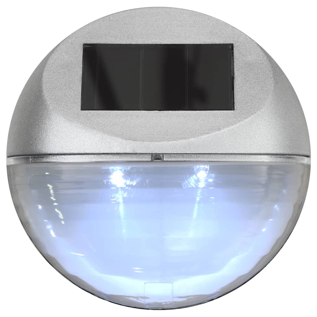 Zahradní nástěnné solární lampy LED 12 ks kulaté stříbrné