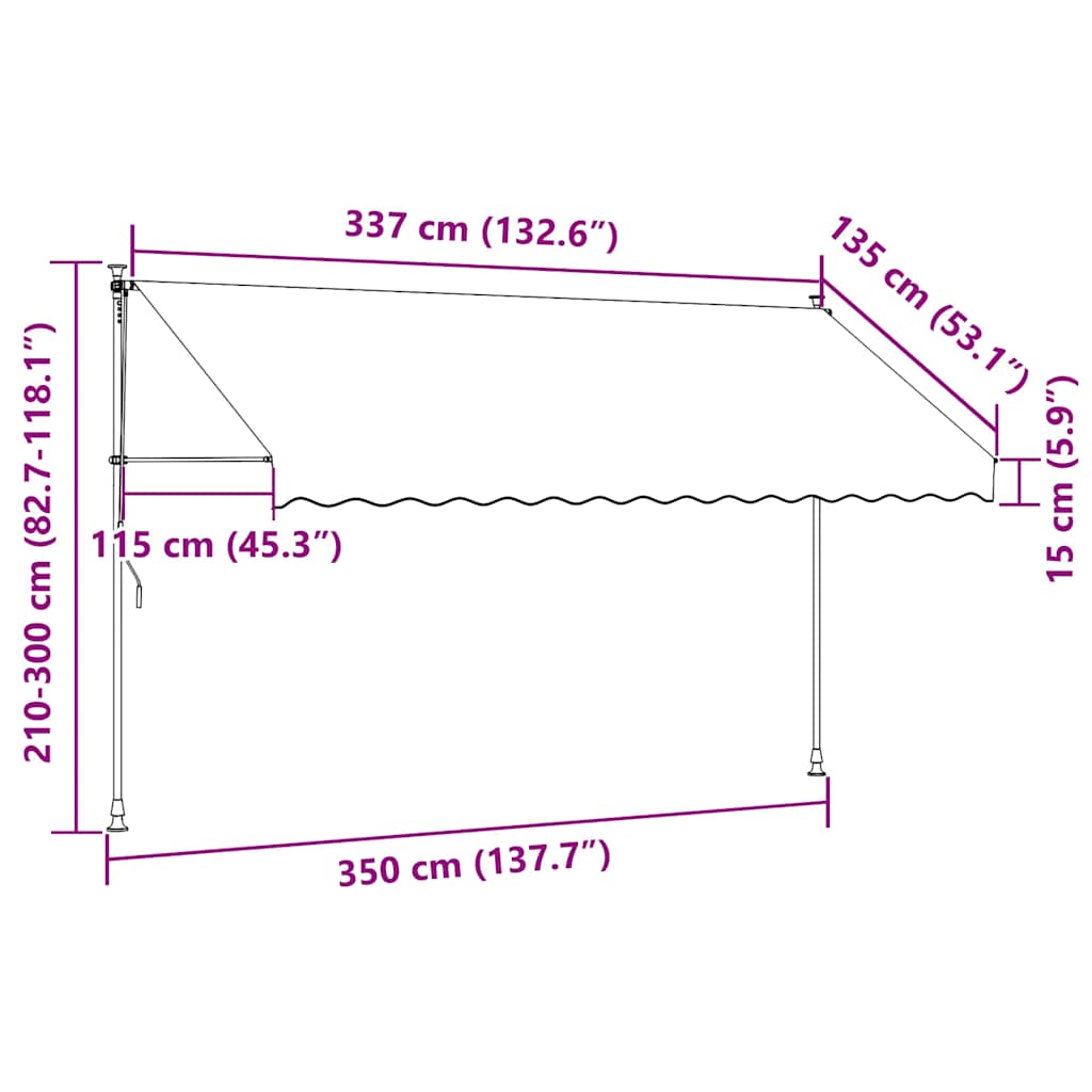 Ručně zatahovací markýza 350 cm antracitová