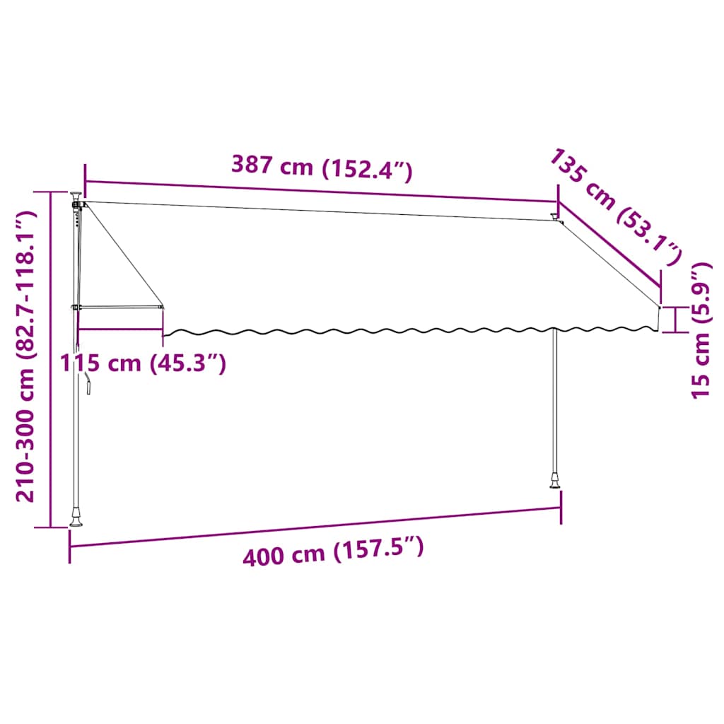 Ručně zatahovací markýza 400 cm krémová