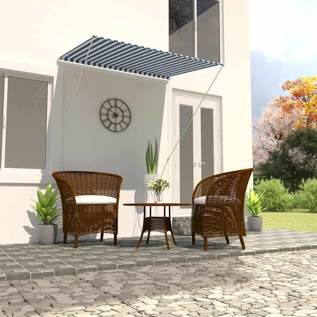 Zatahovací markýza 150 x 150 cm modro-bílá