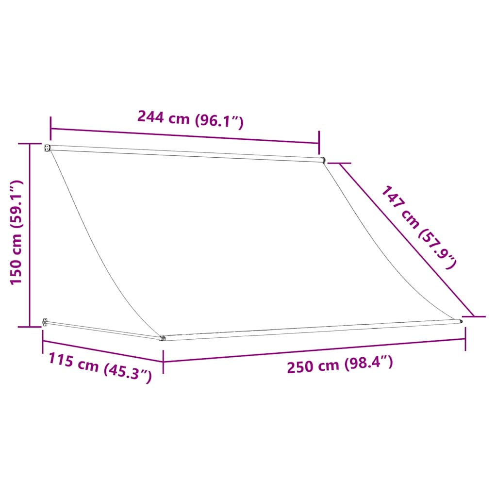 Zatahovací markýza modro-bílá 250 x 150 cm