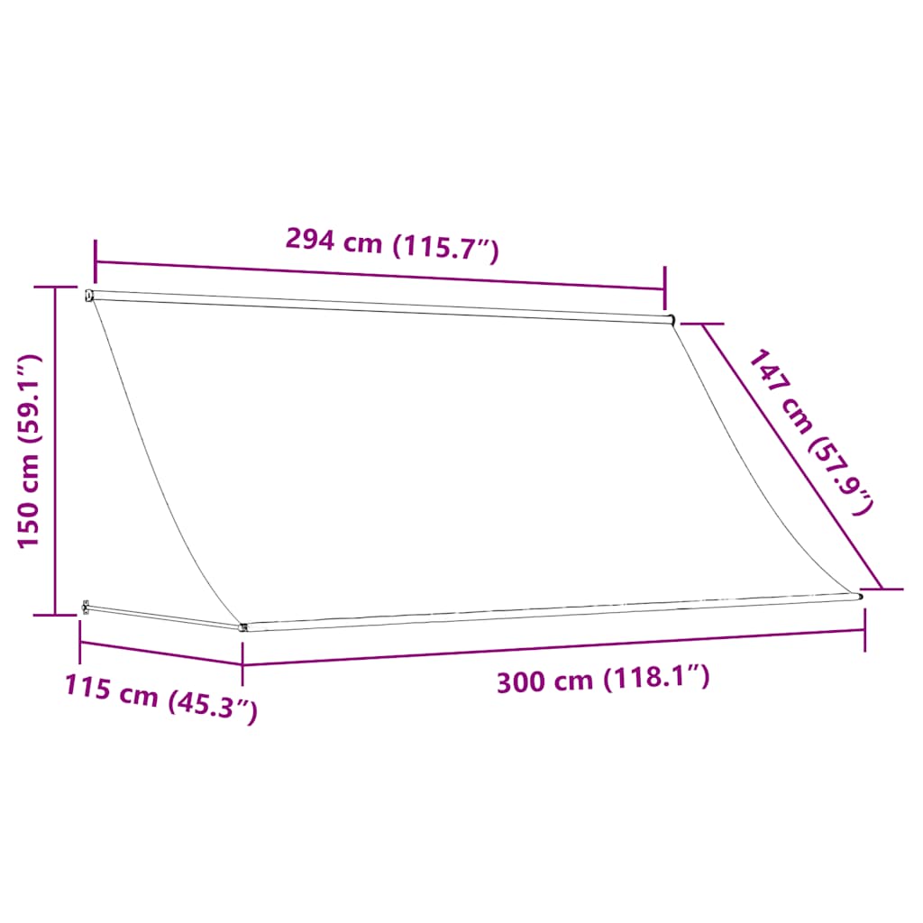 Zatahovací markýza 300 x 150 cm modro-bílá