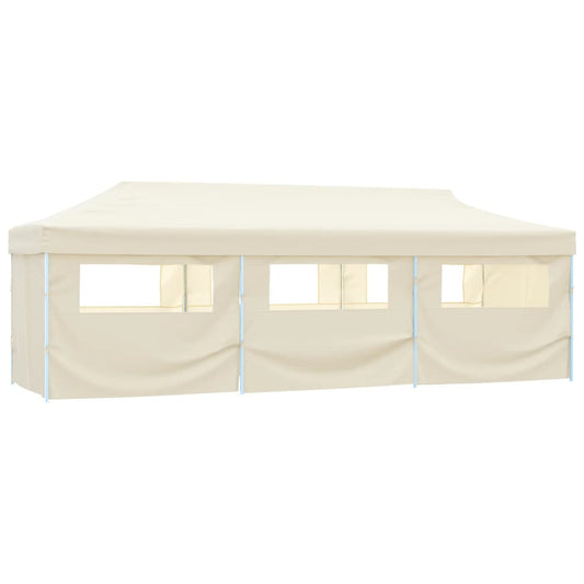 Skládací nůžkový party stan s 8 bočními stěnami 870x291x315 cm krémový