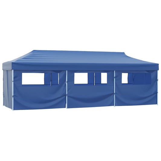 Skládací nůžkový party stan s 8 bočními stěnami 870x291x315 cm modrý