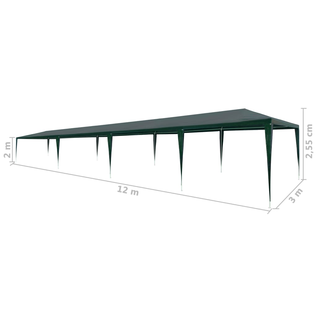 Party stan 3 x 12 m PE zelený