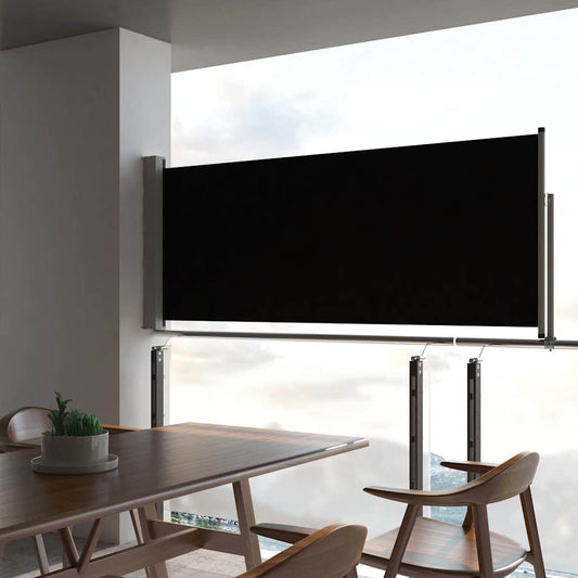 Terasová zatahovací boční markýza 100 x 300 cm černá