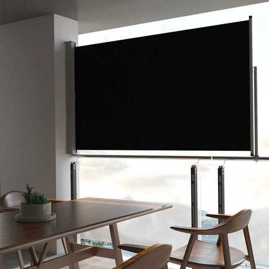Terasová zatahovací boční markýza 140 x 300 cm černá