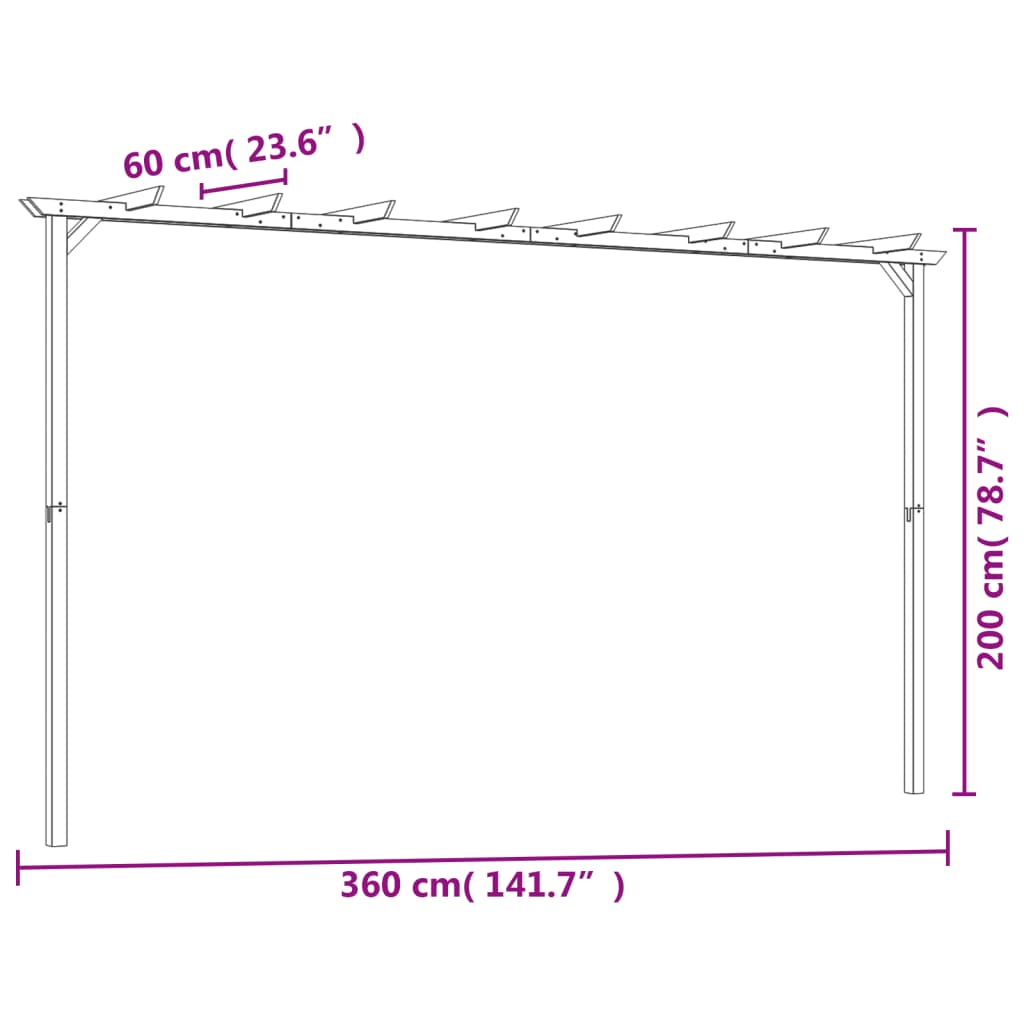 Zahradní pergola impregnovaná borovice 360 x 200 x 60 cm