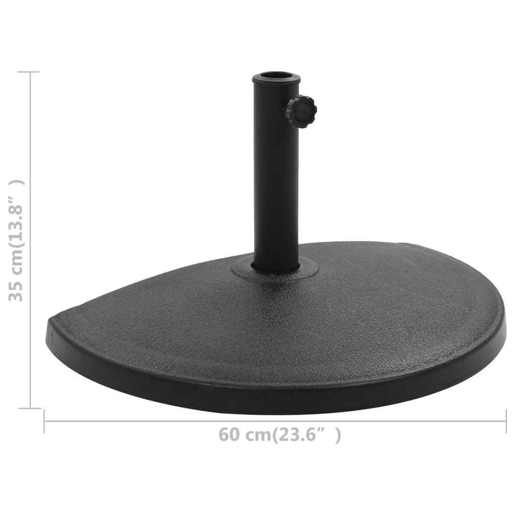 Stojan na slunečník polokruhový černý 15 kg polyresin