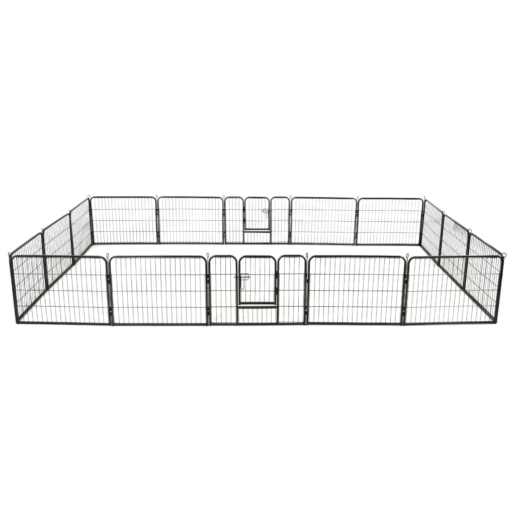 Ohrádka pro psy 16 panelů ocelová 60 x 80 cm černá